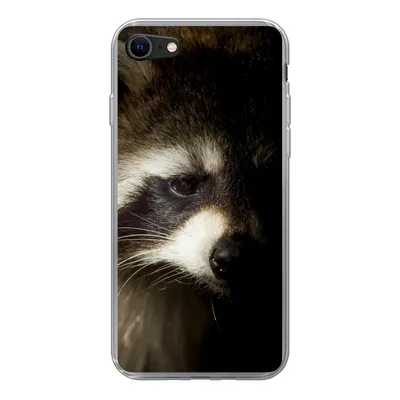 Produktbild von MuchoWow® Handyhülle Schutzhülle Hülle für iPhone SE 2020 Waschbär - Wilde Tiere - Schwarz Silikon Softcase Handy Hülle - Kartenbesitzer