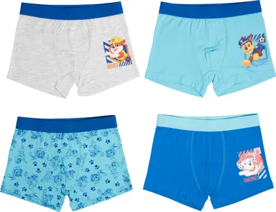 Produktbild von Paw Patrol - Boxershorts für Jungen Unterhose Unterwäsche Blau/Grau (4er Pack), Größe:122-128