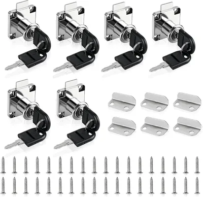 Produktbild von Möbelschloss 22 mm, 6 Stück, Edelstahl, 12 Schlüssel, für Schrank