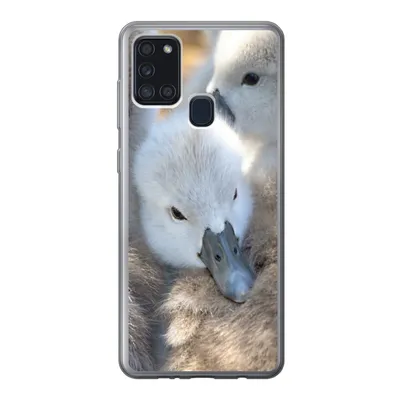Produktbild von MuchoWow® Handyhülle Schutzhülle Hülle für Samsung Galaxy A21s Schwäne - Licht - Küken Silikon Softcase Handy Hülle - Hartschale