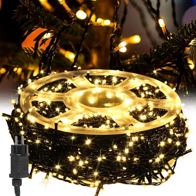 Image de Faziango 30M LED Guirlande lumineuse 300LEDs 8 modes avec fonction de mémoire, Noël Fête Jardin Utilisation Effet d'étoile scintillante Décoration Blanc chaud