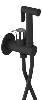 Produktbild von Sapho ULTRAMIX Unterputz-Bidetarmatur mit Stopp-Brause, Rund, Schwarz matt/Chrom