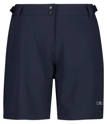 Image de Short de vélo CMP pour femme, modèle "Free Bike Bermuda", avec sous-vêtement intégré en mesh, couleur bleu foncé, taille 36