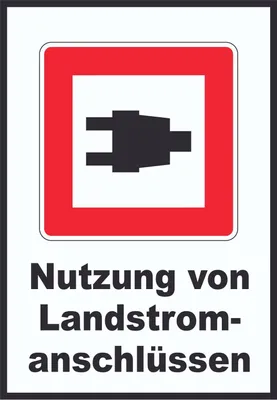 Produktbild von Nutzung von Landstromanschlüssen Schild A4 Rückseite selbstklebend