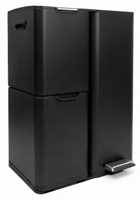 Produktbild von osoltus 3-Fach Sortierer Mülleimer Petona 13L + 17L+ 30L Schwarz Lackiert