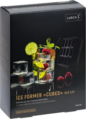 Produktbild von Lurch - Eiswürfelform "ICE FORMER CUBES" mit Deckel- 4x4cm - schwarz transparent