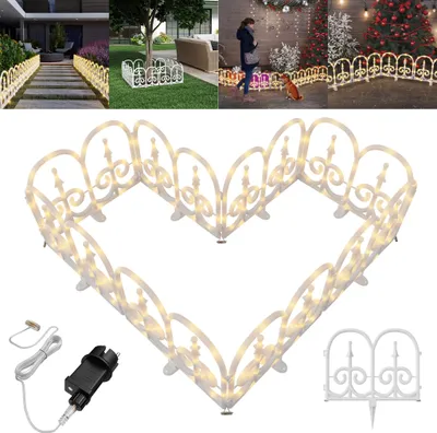 Produktbild von LZQ LED Weihnachtsbaum Zaun 3,75 m, 10 weißer Lattenzaun Bogenform, 320 LEDs, 8 Lichtmodi, warmweiß, IP44, flexibel, Garten, Weihnachtsdeko