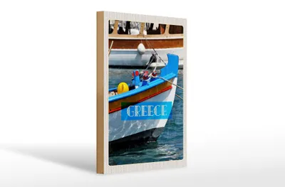 Produktbild von Holzschild Reise 20x30cm Greece Griechenland Sommer Boot Meer