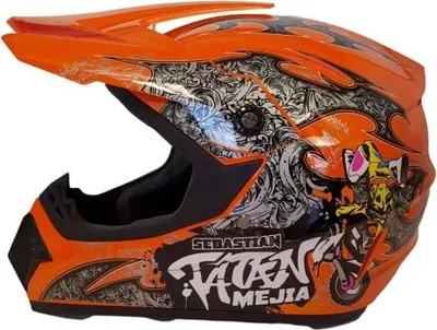 Obrázek produktu pro Cross helma Přilba Dětská přilba Motocyklová přilba Motocross Mejia oranžová Motorka velikost M