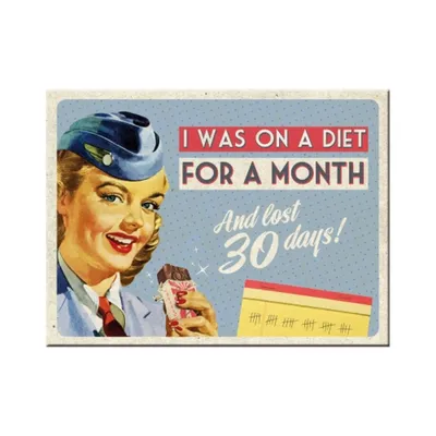 Immagine prodotto di Nostalgic-Art - Magnete 6 x 8 cm - Anni '50 - A dieta per un mese