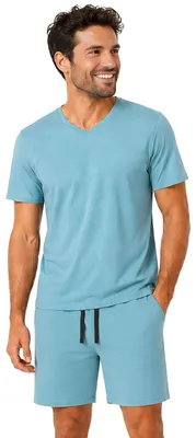 Produktbild von Light & Shade Pyjama-Set mit Oberteil und kurzer Hose für Herren, Blau, XL
