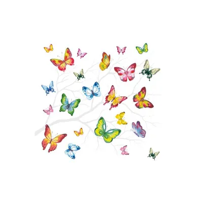 Produktbild von 20 Servietten Colourful Butterflies - Fliegende Schmetterlinge in bunt 33x33cm