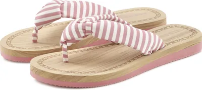 Produktbild von Elbsand Badezehentrenner Sandale,Badelatsche,Flip Flop,Mule, Pantolette,Badeschuhe,Sommerschuhe rosa-gestreift Größe 39