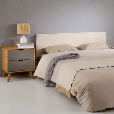 Produktbild von Kopfteil LORETTE 120cm in weiß - gepolstertes Headboard mit hochwertigem Stoffbezug weich, Bettrückwand, gemütliches Bettkopfteil