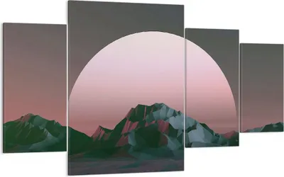 Produktbild von Bild auf Leinwand - Leinwandbild - 4 Teile - Landschaft Berge Sonne - 160x90cm - Wand Bild - Wanddeko - Wandbilder - Leinwanddruck - Bilder - Wanddekoration - Leinwand bilder - DL160x90-4320