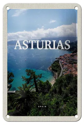 Produktbild von Blechschild Reise 12x18cm Asturias Spain grüner Diamant Dekoration