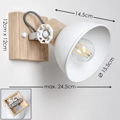 Produktbild von Cotes »Cotes« verstellbare Wandlampe aus Metall/Holz in Weiß/Braun
