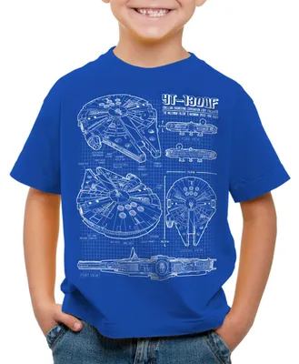 Produktbild von style3 Milennium Falcon Kinder T-Shirt blaupause falkon
