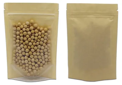 Image de Omgoods - 50 sachets en papier kraft transparents avec fermeture éclair
