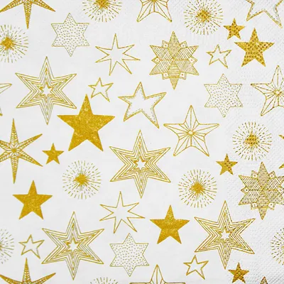 Produktbild von VEPATIM 20 Weihnachtsservietten 3-lagig 33 x 33 cm goldene Sterne