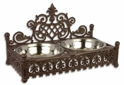 Produktbild von Casa Padrino Jugendstil Hundenapf Braun 46,2 x 25 x H. 27,2 cm - Gusseisen Futternapf im Jugendstil