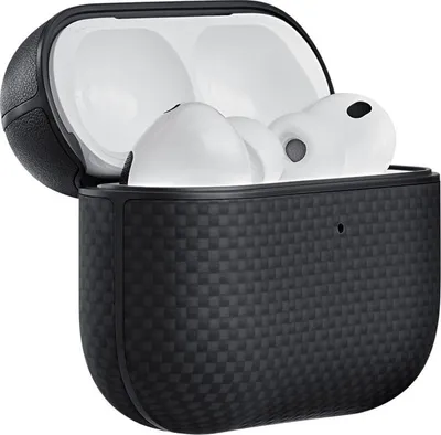 Image de Étui magnétique en fibre aramide Pitaka, noir/gris - AirPods Pro 3