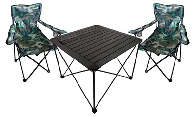 Image de set de meubles de camping 3 pièces Table de camping Chaise de camping L70xl70xH56cm