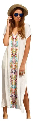 Productafbeelding van MERCIY Boho dames strandponcho, zomerjurk, overslag, kaftan, strandjurk, bikini