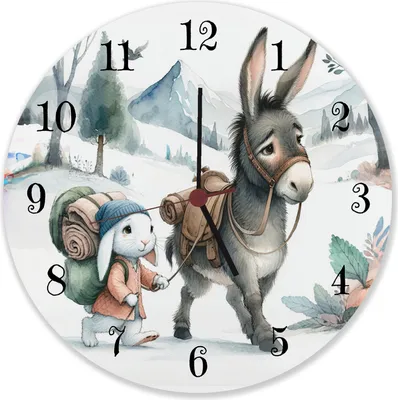 Produktbild von Hase und Esel Wanderschaft Wanduhr aus Alu