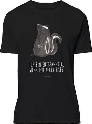 Produktbild von Mr. & Mrs. Panda Tshirt Stinktier Sitzen - Schwarz - Geschenk, oberteil, Spruch, S T-Shirt, Shirt, Wildtier, Büro, Jersey-Shirt, Raubtier, Recht