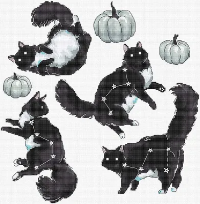 Image de Letistitch kit de broderie au point de croix "Constellation de chats", motif à compter, 27x28cm
