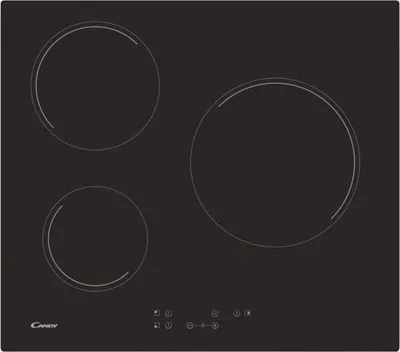 Image de Plaque de cuisson vitrocéramique CANDY CH63CT, 3 foyers, 59 x 52 cm, Noir