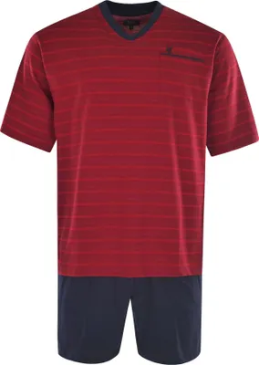 Produktbild von hajo Herren Schlafanzug Set - Shorty, kurz, Kurzarm, Klima-Light, Baumwolle-Mix Rot M