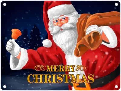 Produktbild von Merry Christmas Weihnachtsmann Metallschild in 15x20 cm