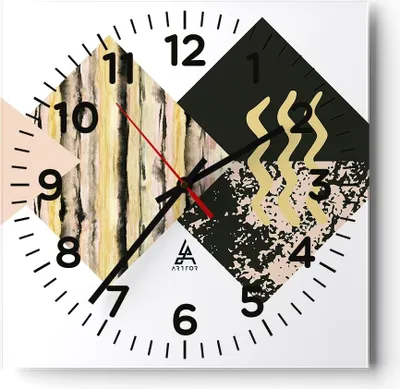 Produktbild von Wanduhr - Quadrat - Glasuhr - Abstraktion Diamant Gürtel - 30x30cm - Schleichendes Uhrwerk - Lautlos - zum Aufhängen bereit - Dekoration Modern - Wanddekoration aus Glas - C4AC30x30-4303