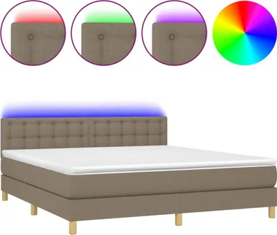 Obrázok produktu pre vidaXL Boxspring posteľ s matracom a LED Taupe 180x200 cm látka