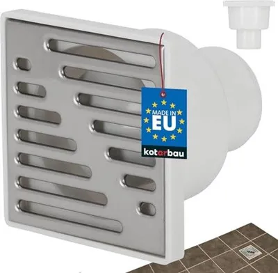 Productafbeelding van Vloerafvoer 50 mm Roestvrij Stalen Douchegoot - Vierkante Doucheafvoer 100 x 100 mm