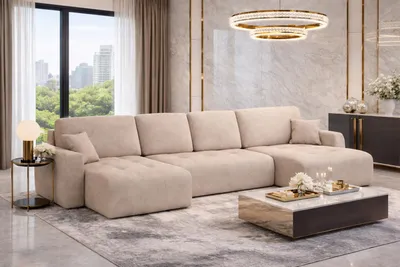 Produktbild von Kaiser Möbel Ecksofa mit Schlaffunktion und Bettkasten U-Form Ivo U XL, Veloursstoff Salvador, Beige