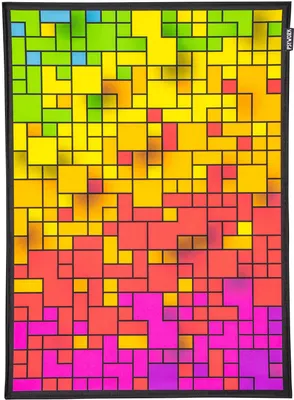 Produktbild von PSYWORK Schwarzlicht Stoffposter Neon "Fancy Rainbow Pixel", 0,5x0,7m