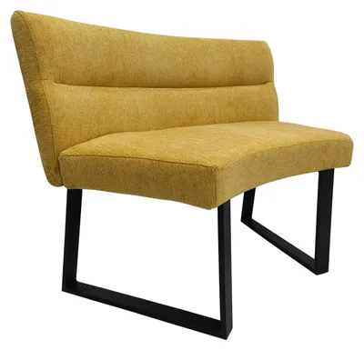 Produktbild von Liron Runde Sitzbank, Gelb, gepolstert mit Rückenlehne, Kufengestell, 108x82x60 cm (B/H/T)