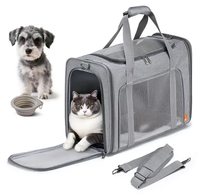 Produktbild von Hundetasche faltbar 55x40x23 cm, für Hunde und Katzen, bis 12 kg, Napf, für Reisen