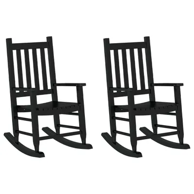 Produktbild von vidaXL Schaukelstuhl für Kinder 2 Stk. Schwarz Massivholz Pappel