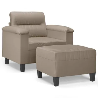 Image de vidaXL Fauteuil avec pouf Taupe 60 cm Tissu microfibre