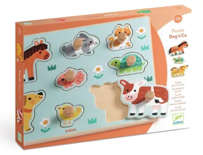 Image de Puzzle en bois avec boutons, Djeco