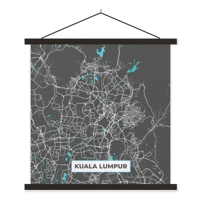 Produktbild von MuchoWow® Textilposter Kuala Lumpur - Stadtplan - Karte - Blau - Karte 40x40 cm mit schwarzem Rahmen - Fotos