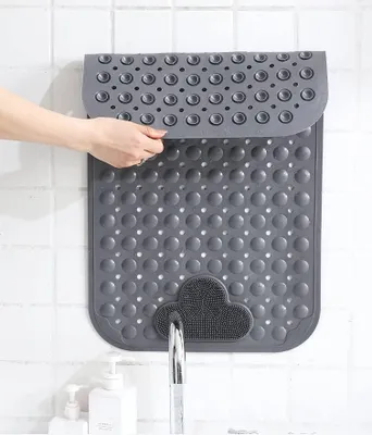 Produktbild von Rutschfeste Duschmatte 70 x 40 cm mit Saugnäpfen und Massageeffekt - Maschinenwaschbar Grau