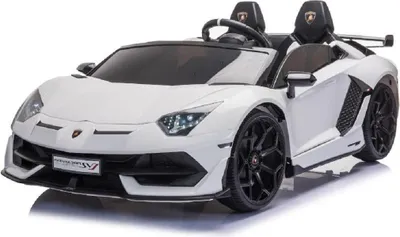 Immagine prodotto di Veicolo per bambini - Auto elettrica "Lamborghini Aventador SVJ biposto" - licenza - 12V7AH, 2 motori- telecomando 2.4Ghz, MP3, sedile in pelle+EVA+verniciato-bianco