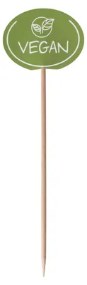 Produktbild von 200x Kennzeichnungspicker Deko-Picker "Vegan" 12 cm grün