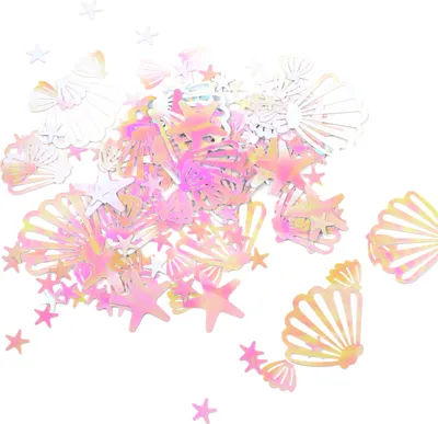 Produktbild von Oblique Unique Konfetti Muscheln + Seesterne irisierend als Tisch Deko für Kinder Geburtstag Meerjungfrau Motto Party - rosa