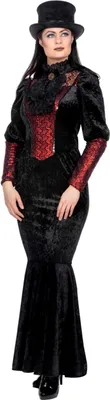 Produktbild von Gothic Vampier Damen Kleid Schwarz-Rot 42